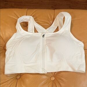 Avia White Zip-Front Sports Bra